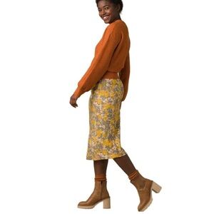 Prana perfect A-line Yellow Floral Pencil Skirt